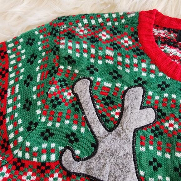 Blizzard Bay reindeer with pocket front ugly Christmas sweater men's size large - Picture 9 of 9